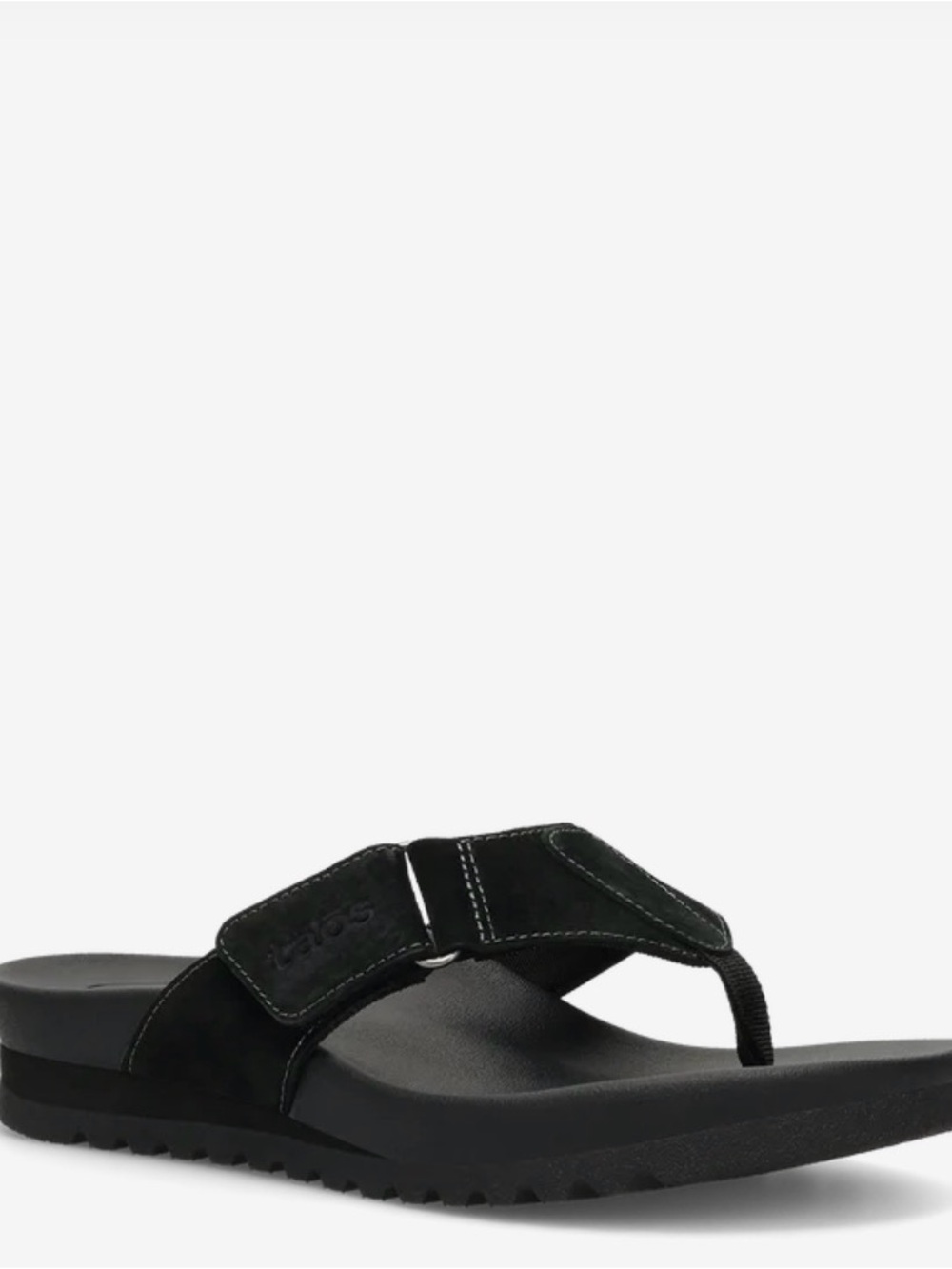 Taos Footwear Super Sonic Black Suede Thong Sandals